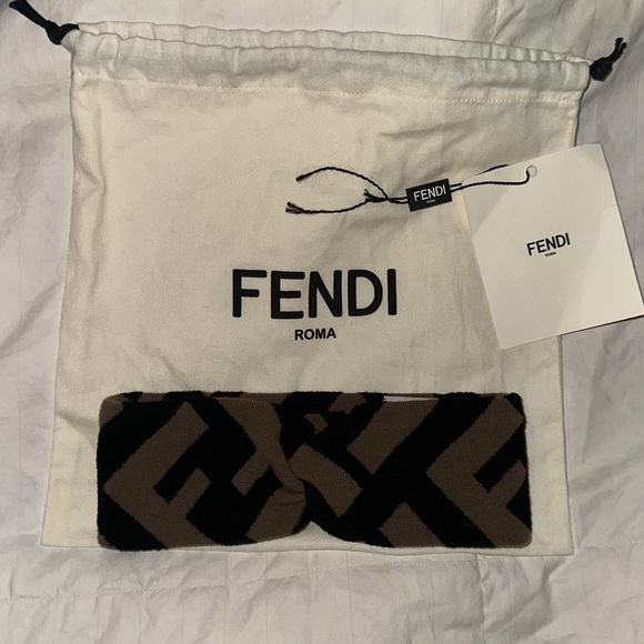 Fendi Black and Brown Logo Headband - Picture 2 of 10